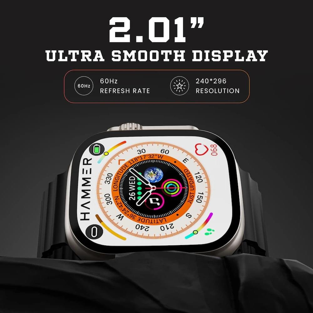HAMMER Ultra Classic 2.01" Bluetooth Calling Smart Watch (Black) - Image 2